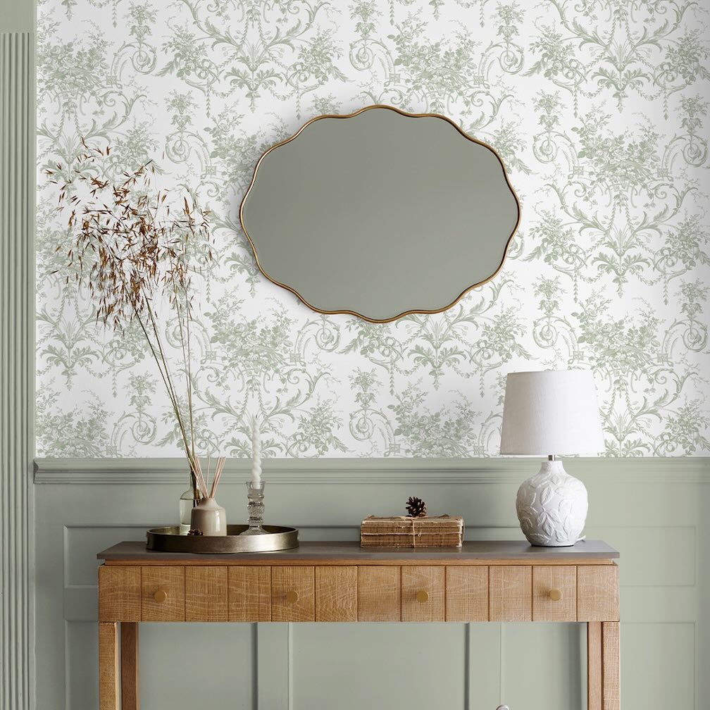 Laura Ashley Tuileries Sage Green Wallpaper