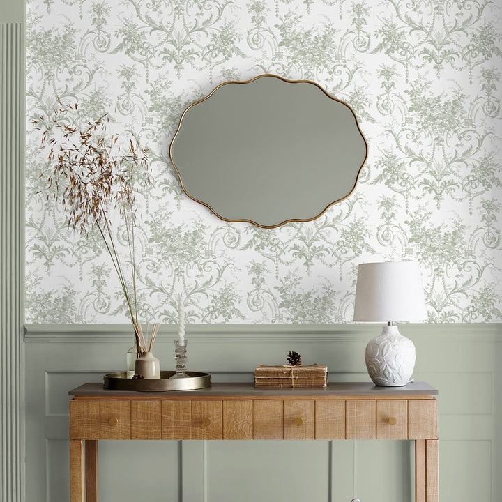 Laura Ashley Tuileries Sage Green Wallpaper
