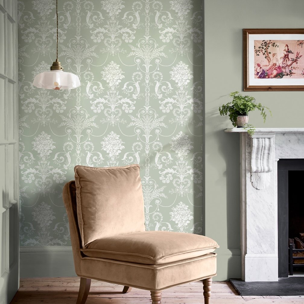 Laura Ashley Josette Sage Green Wallpaper