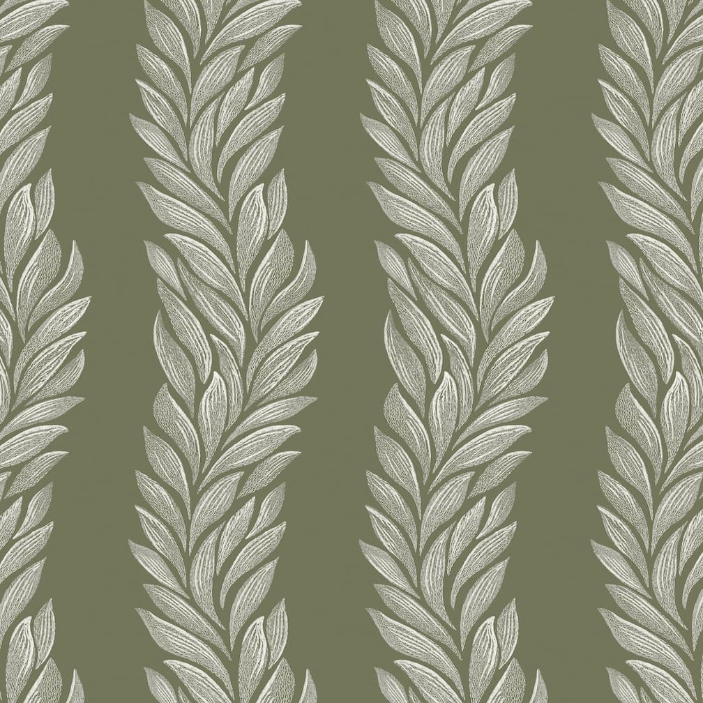 Laura Ashley Coulderton Leaves Olive Green Wallpaper