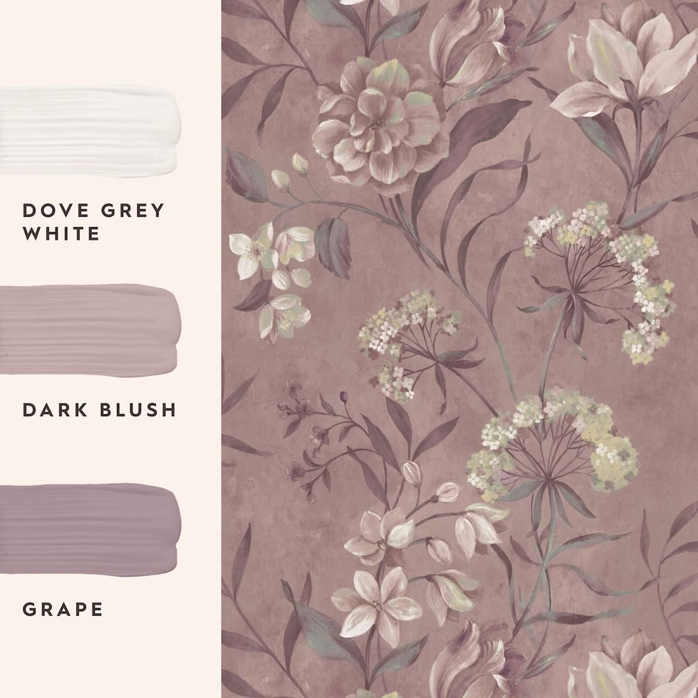 Laura Ashley Blairmore Floral Grape Wallpaper