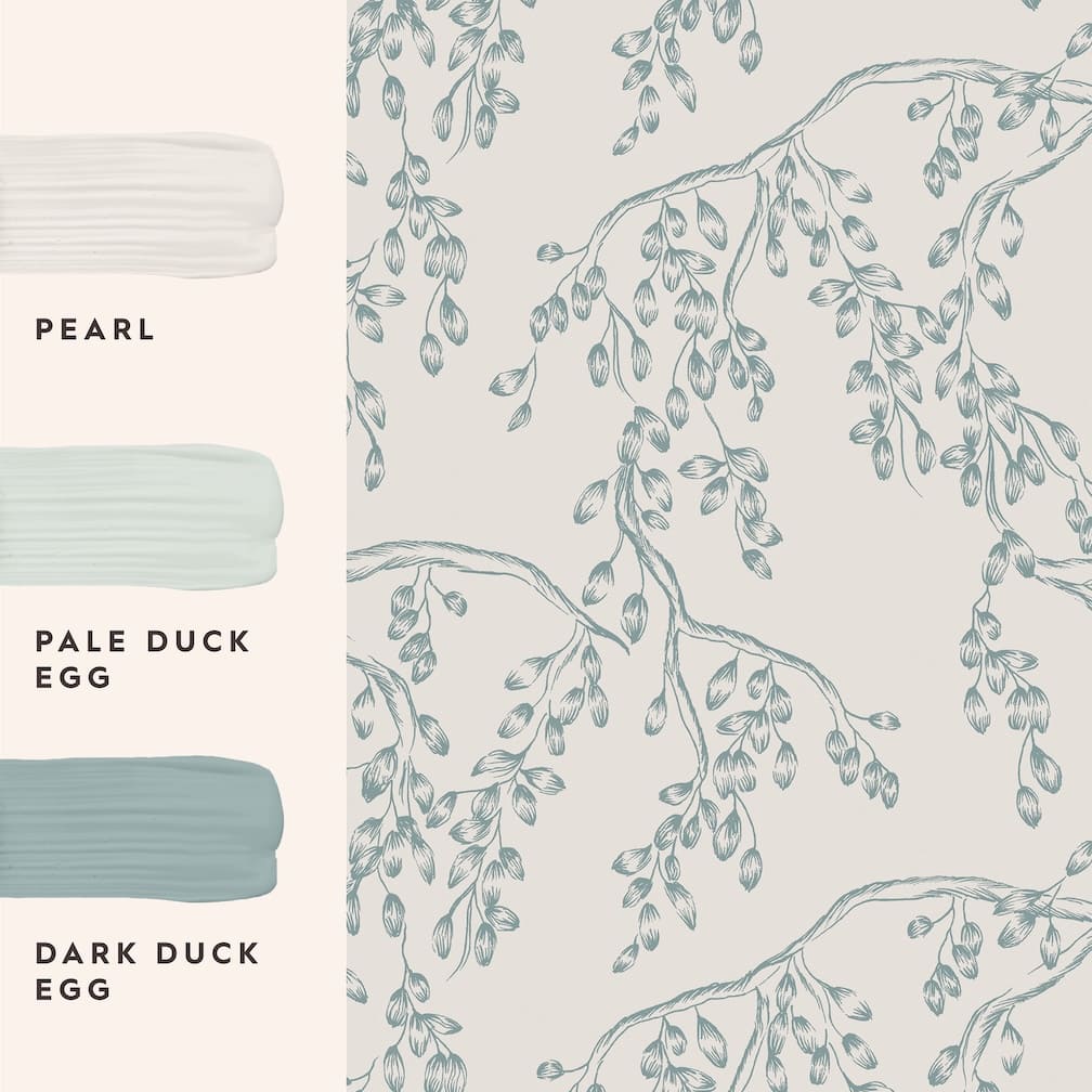 Laura Ashley Rainham Willow Newport Blue Wallpaper