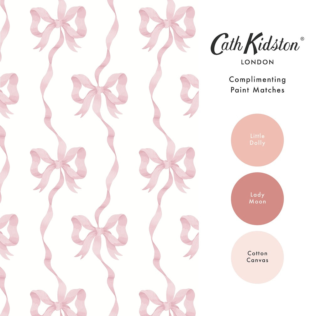 Cath Kidston Ribbon Bow Pink Wallpaper