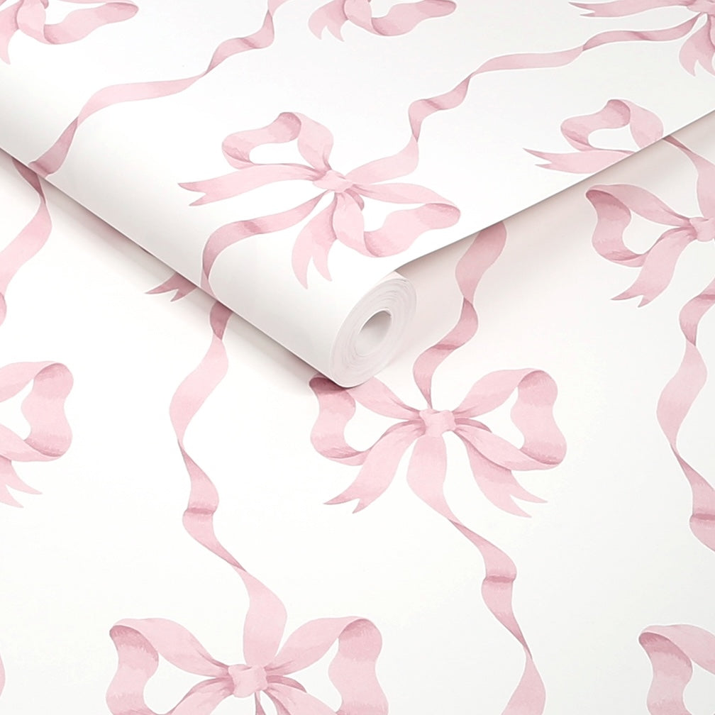Cath Kidston Ribbon Bow Pink Wallpaper