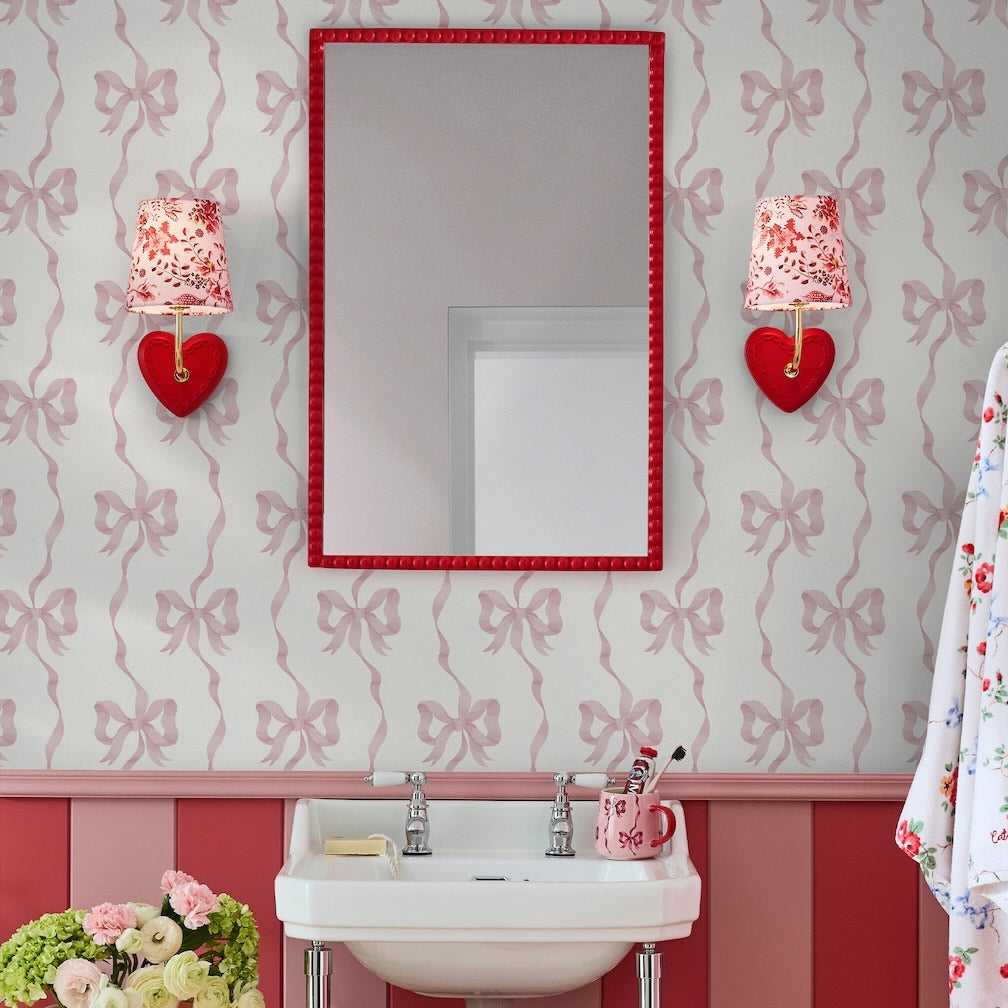 Cath Kidston Ribbon Bow Pink Wallpaper