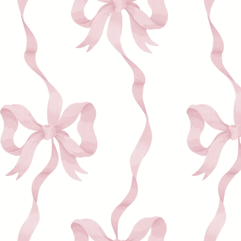 Cath Kidston Ribbon Bow Pink Wallpaper