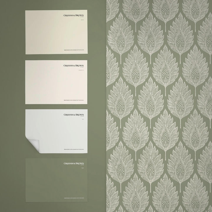 Graham & Brown Flame Leaf Sage Wallpaper