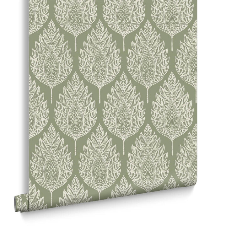 Graham & Brown Flame Leaf Sage Wallpaper