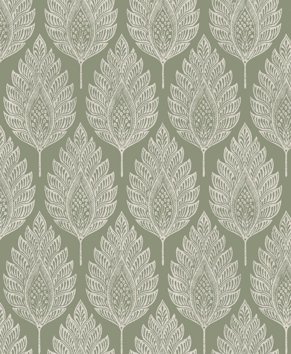 Graham & Brown Flame Leaf Sage Wallpaper