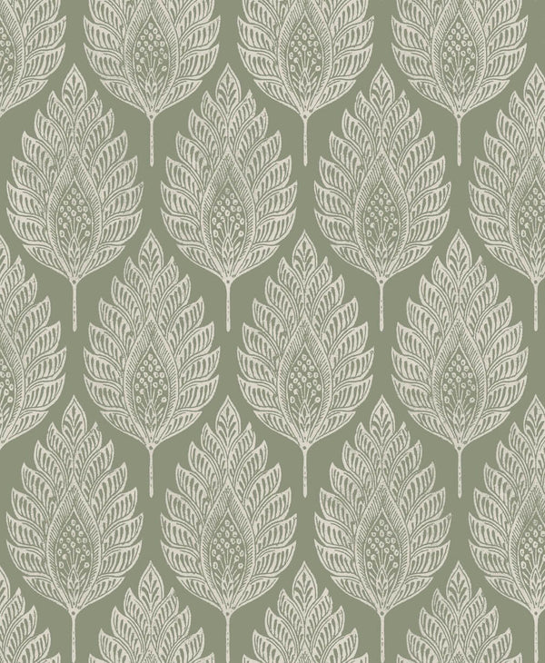 Graham & Brown Flame Leaf Sage Wallpaper
