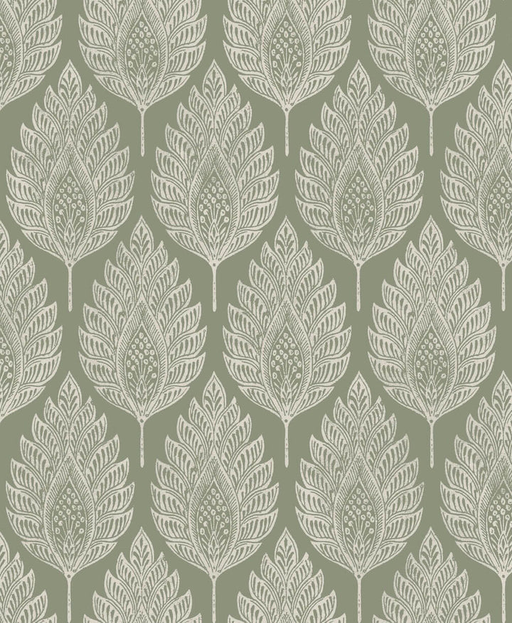 Graham & Brown Flame Leaf Sage Wallpaper