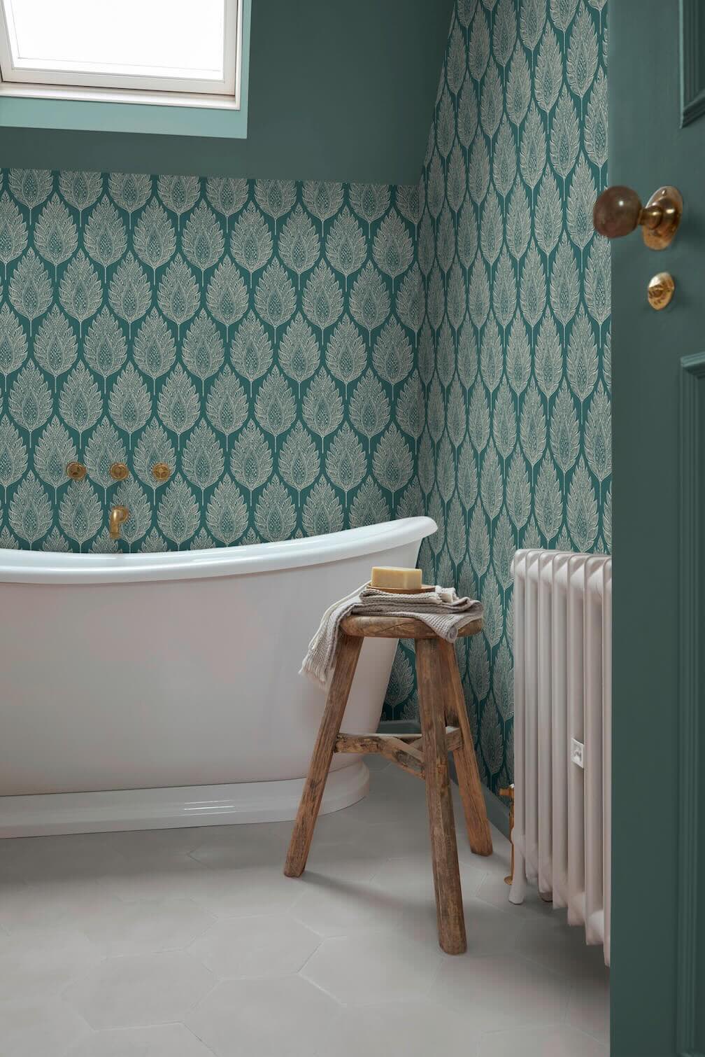 Graham & Brown Flame Leaf Teal Wallpaper