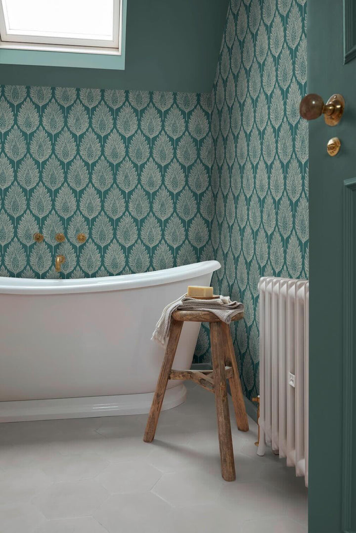 Graham & Brown Flame Leaf Teal Wallpaper