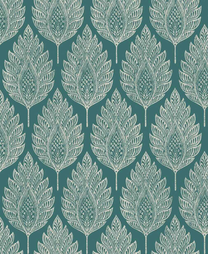 Graham & Brown Flame Leaf Teal Wallpaper