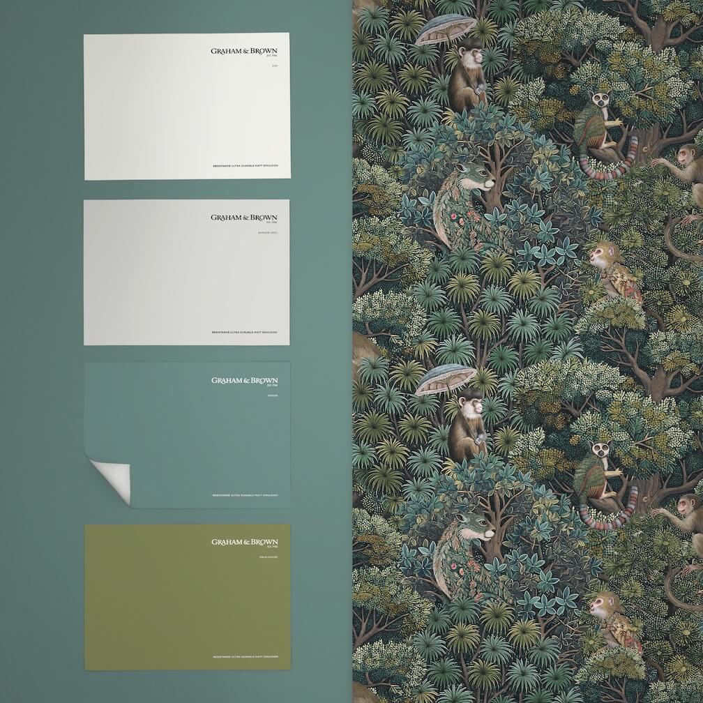 Graham & Brown Treetop Troop Emerald Wallpaper