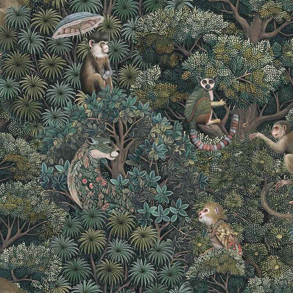 Graham & Brown Treetop Troop Emerald Wallpaper