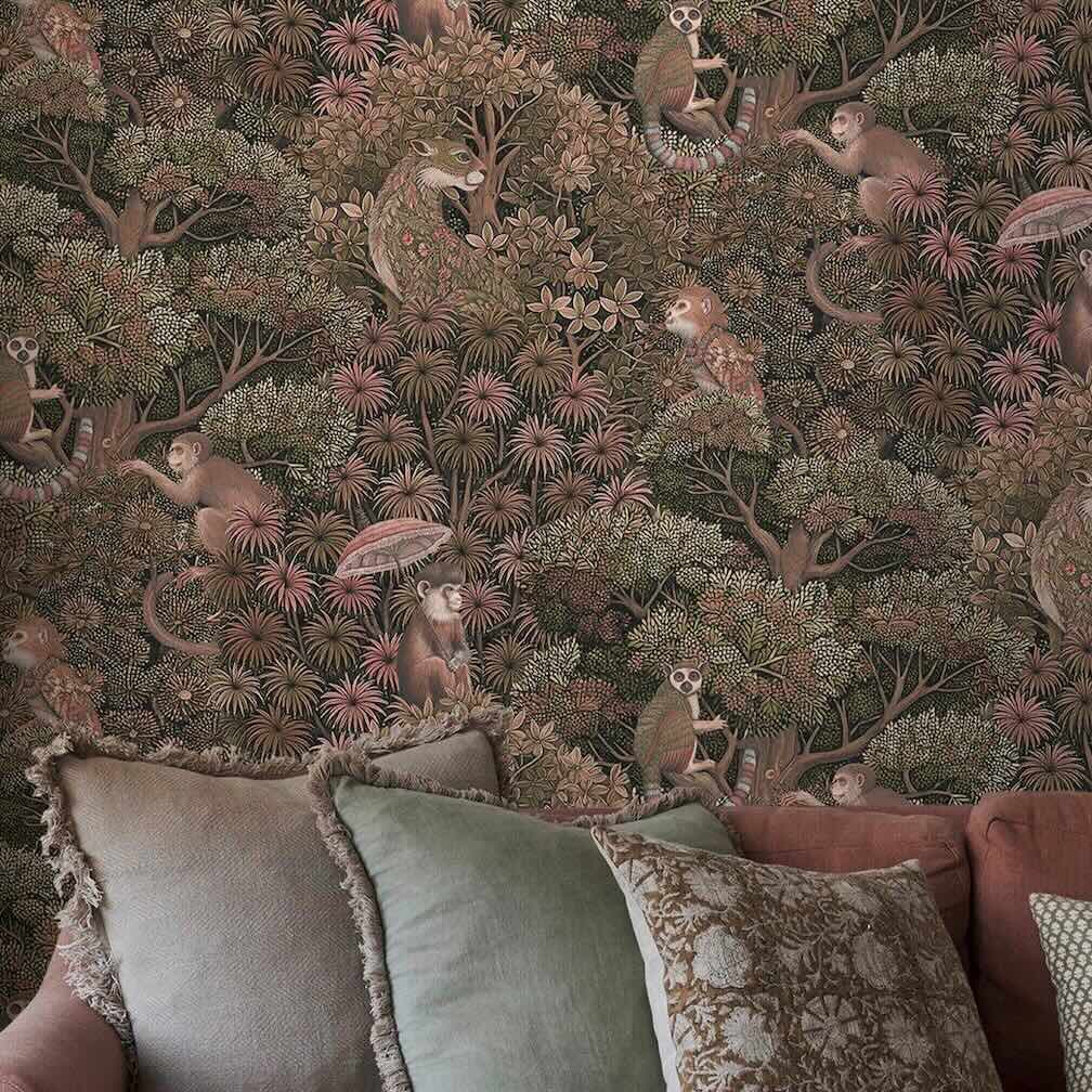 Graham & Brown Treetop Troop Damson Wallpaper