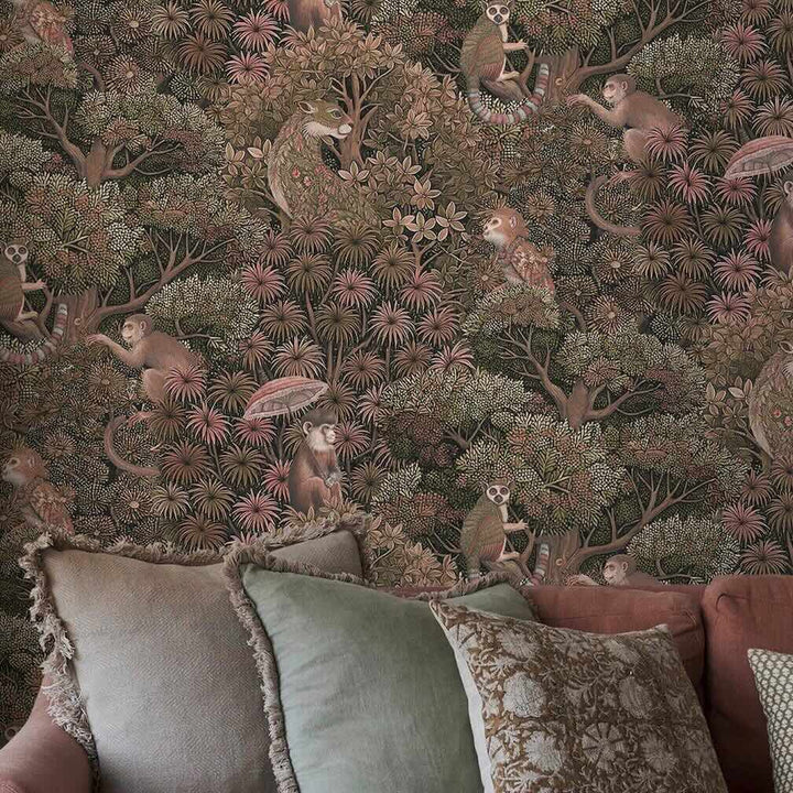 Graham & Brown Treetop Troop Damson Wallpaper