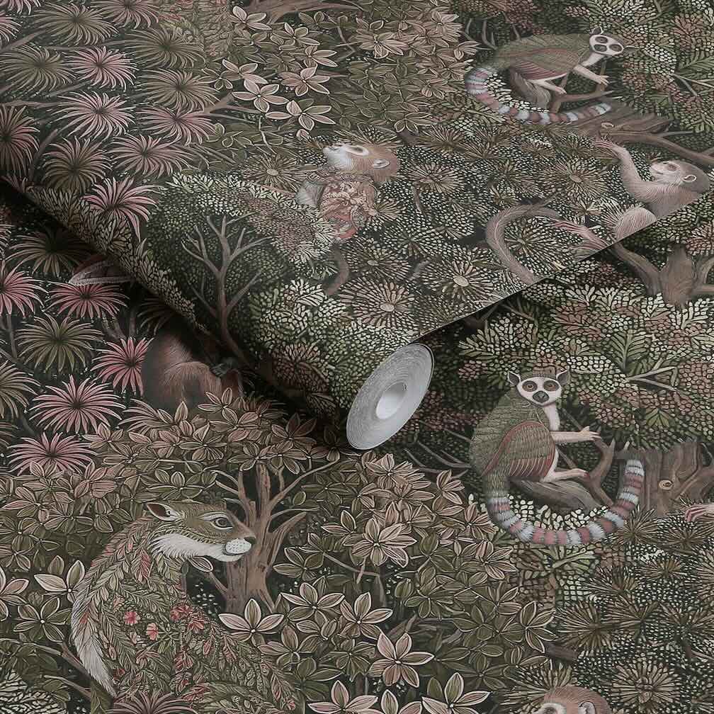Graham & Brown Treetop Troop Damson Wallpaper