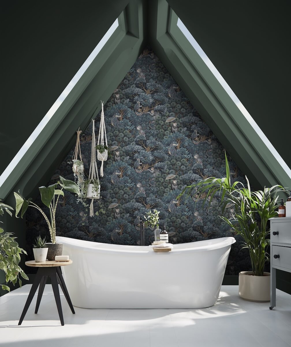 Graham & Brown Treetop Troop Navy & Teal Wallpaper