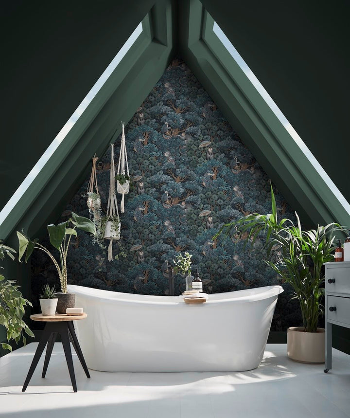 Graham & Brown Treetop Troop Navy & Teal Wallpaper