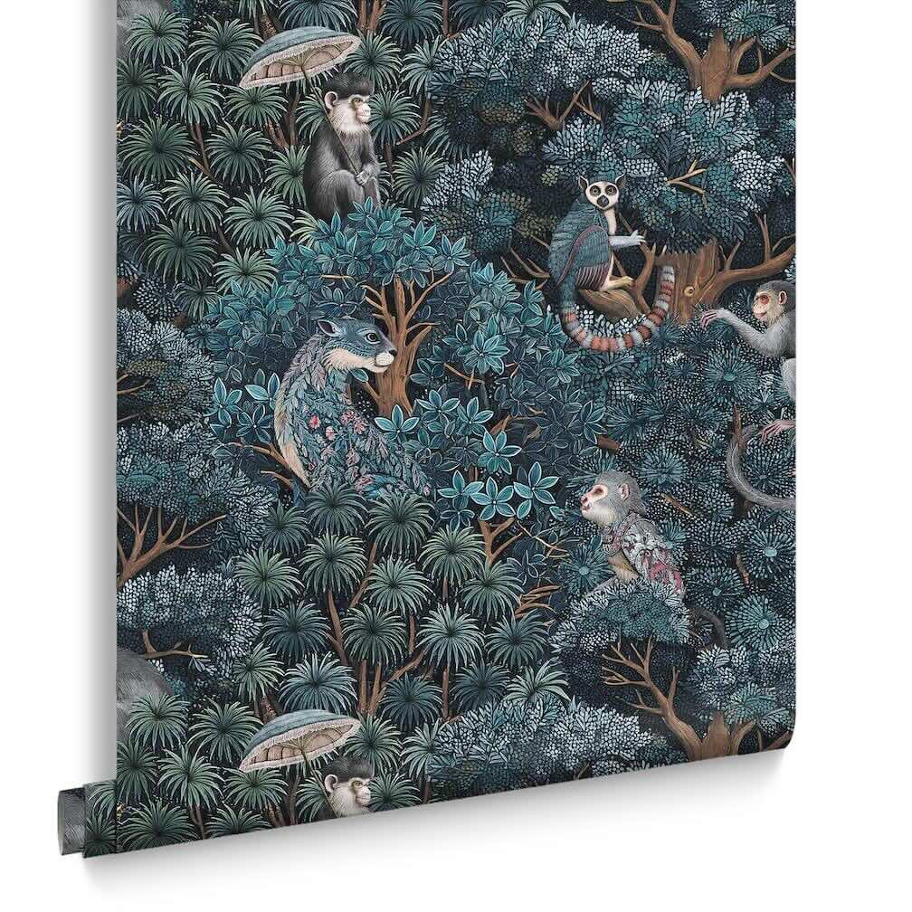 Graham & Brown Treetop Troop Navy & Teal Wallpaper