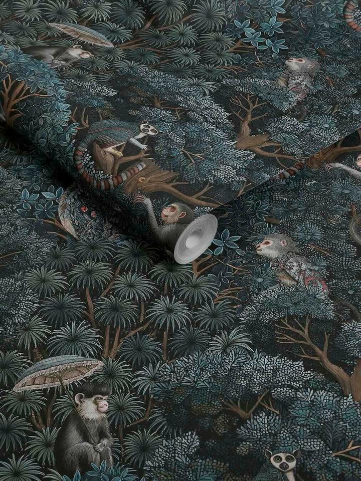 Graham & Brown Treetop Troop Navy & Teal Wallpaper