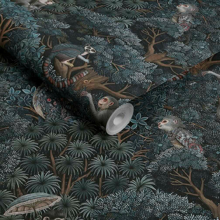 Graham & Brown Treetop Troop Navy & Teal Wallpaper
