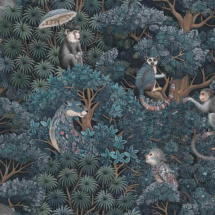 Graham & Brown Treetop Troop Navy & Teal Wallpaper