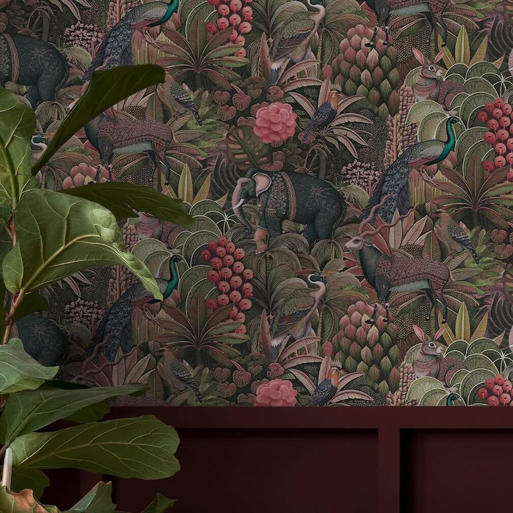 Graham & Brown Jungle Jamboree Damson Wallpaper