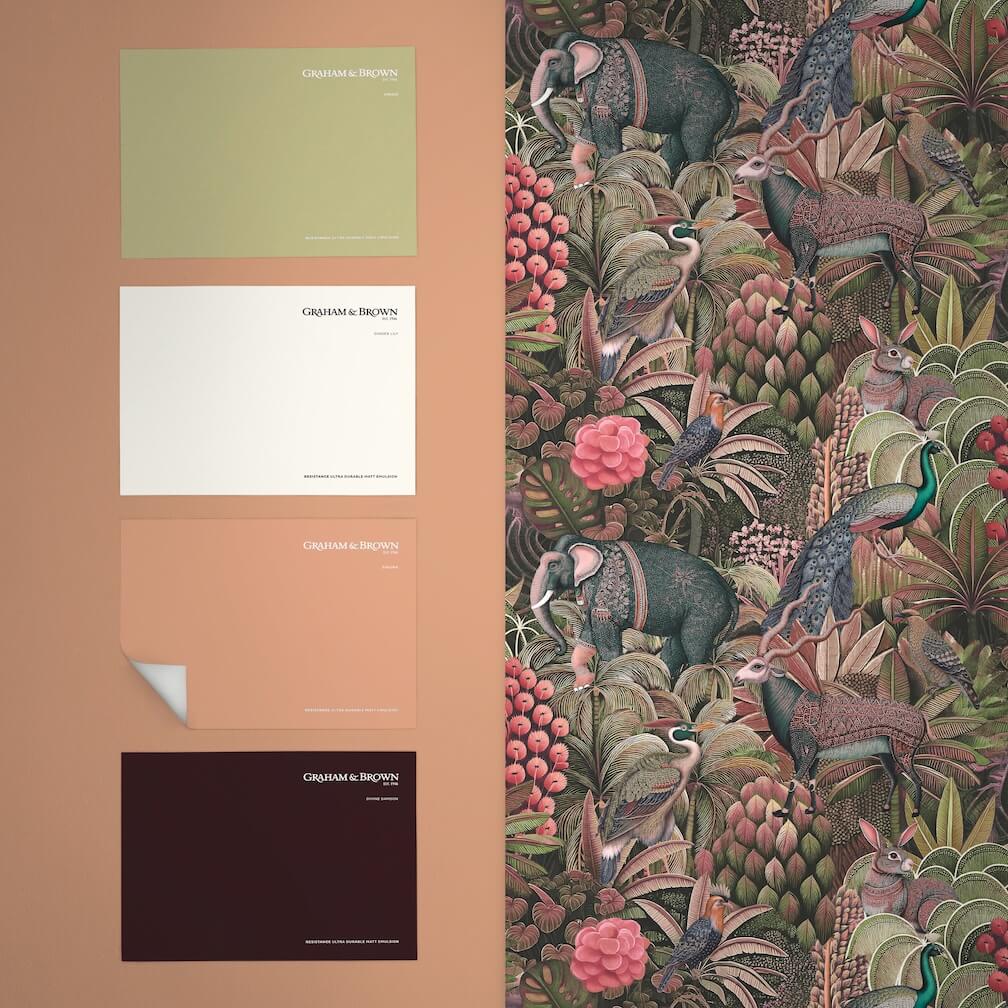 Graham & Brown Jungle Jamboree Damson Wallpaper