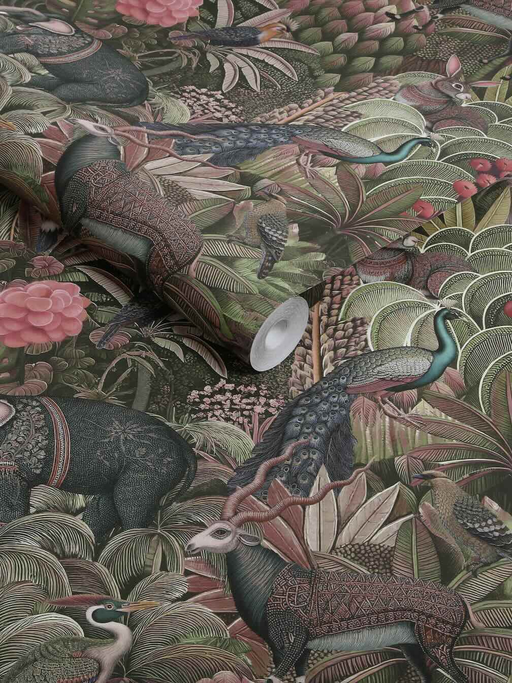 Graham & Brown Jungle Jamboree Damson Wallpaper