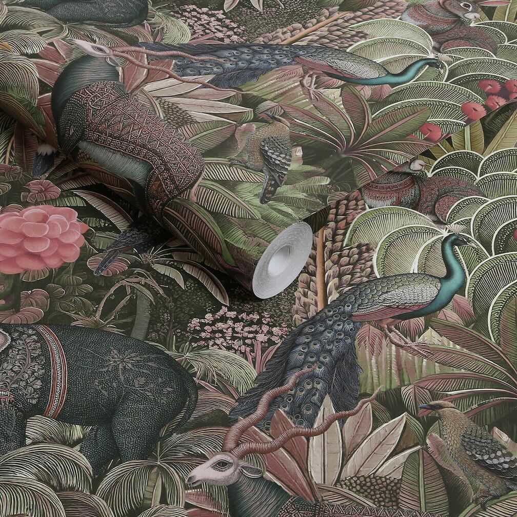 Graham & Brown Jungle Jamboree Damson Wallpaper
