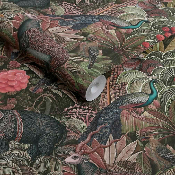 Graham & Brown Jungle Jamboree Damson Wallpaper