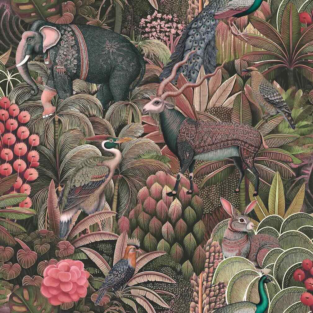 Graham & Brown Jungle Jamboree Damson Wallpaper