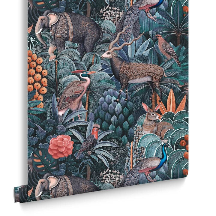 Graham & Brown Jungle Jamboree Navy & Teal Wallpaper
