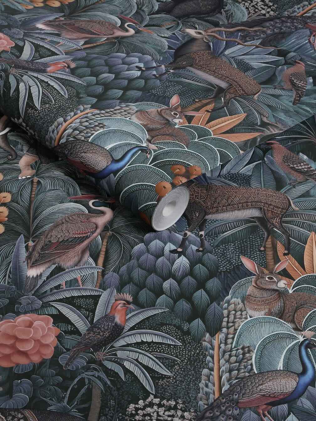 Graham & Brown Jungle Jamboree Navy & Teal Wallpaper