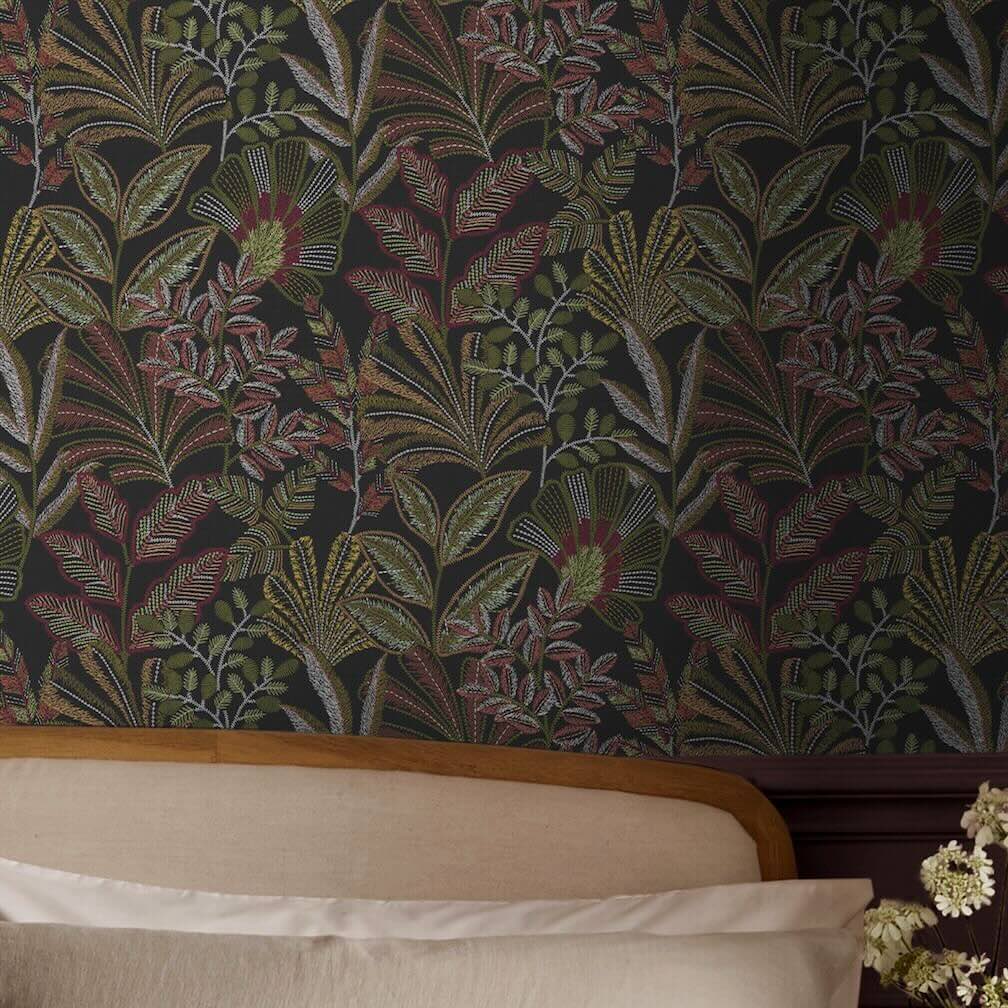 Graham & Brown Vendura Weave Black & Damson Wallpaper