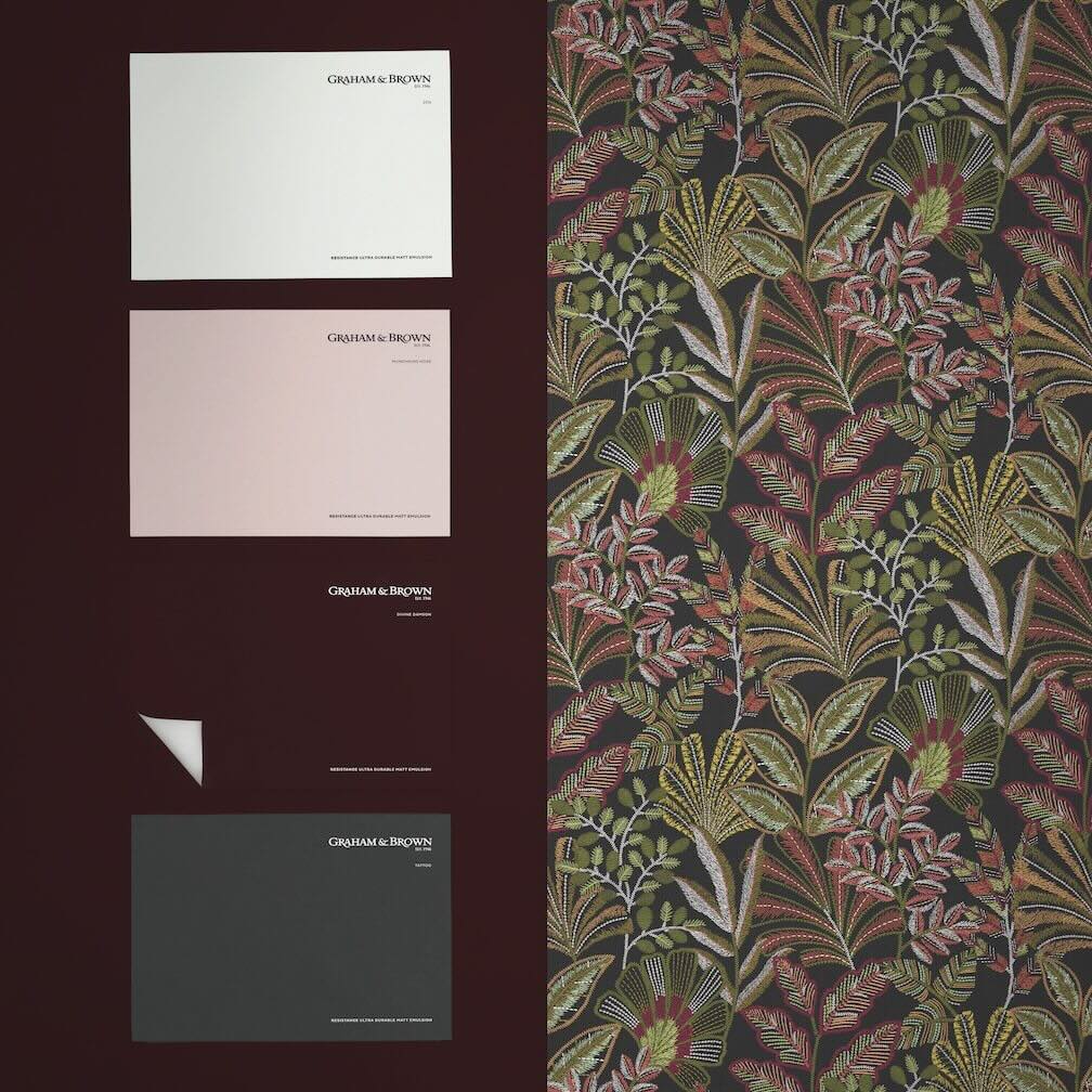 Graham & Brown Vendura Weave Black & Damson Wallpaper