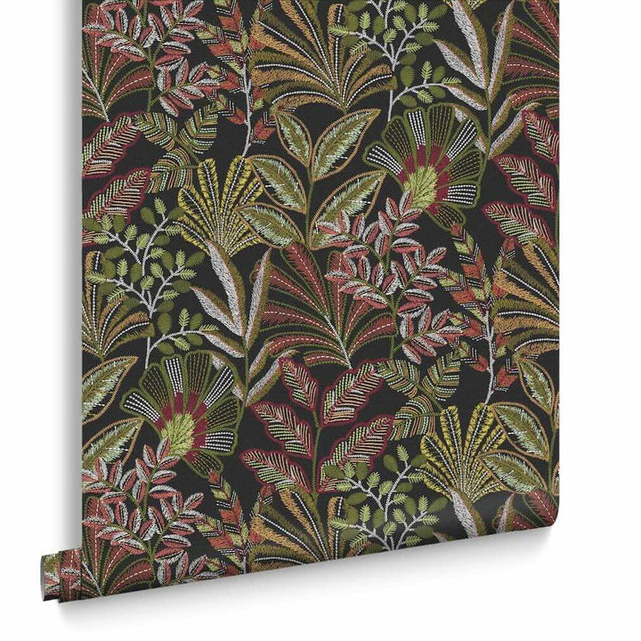 Graham & Brown Vendura Weave Black & Damson Wallpaper