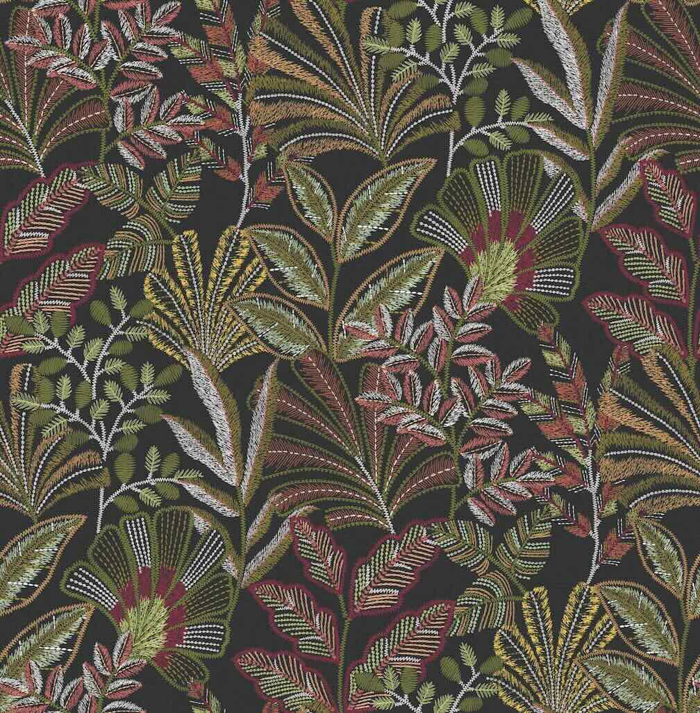 Graham & Brown Vendura Weave Black & Damson Wallpaper