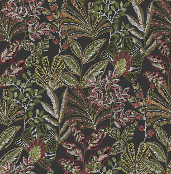 Graham & Brown Vendura Weave Black & Damson Wallpaper
