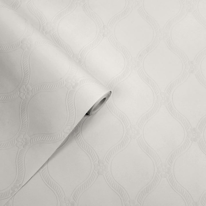 Laura Ashley Landford Paintable White Wallpaper