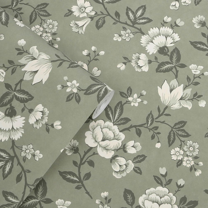 Laura Ashley Bradenbury Trail Antique Green Wallpaper