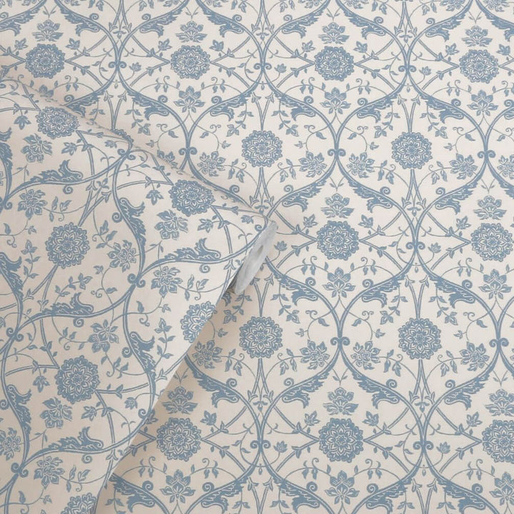 Laura Ashley Endale Trellis Newport Blue Wallpaper