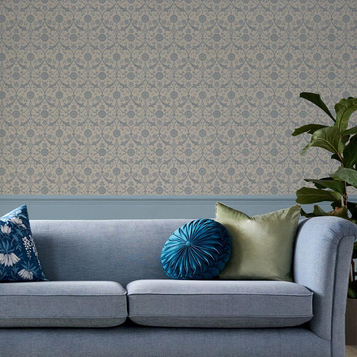 Laura Ashley Endale Trellis Newport Blue Wallpaper
