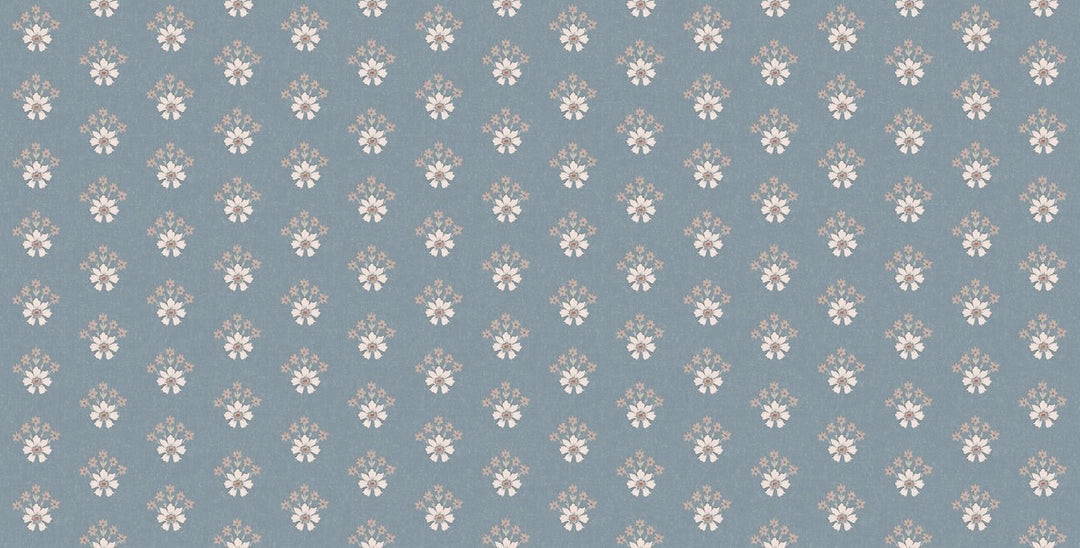 Laura Ashley Semington Floral Geo Newport Blue Wallpaper