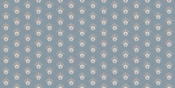 Laura Ashley Semington Floral Geo Newport Blue Wallpaper