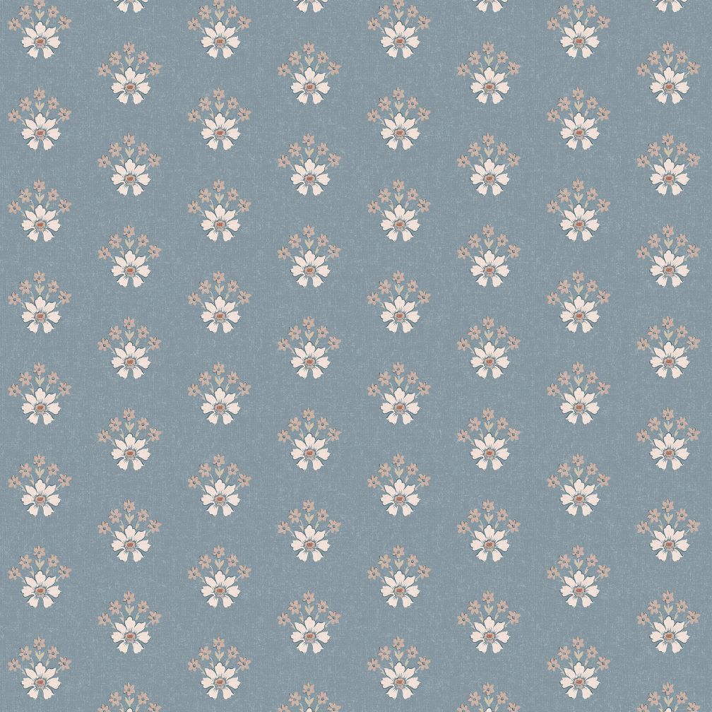 Laura Ashley Semington Floral Geo Newport Blue Wallpaper