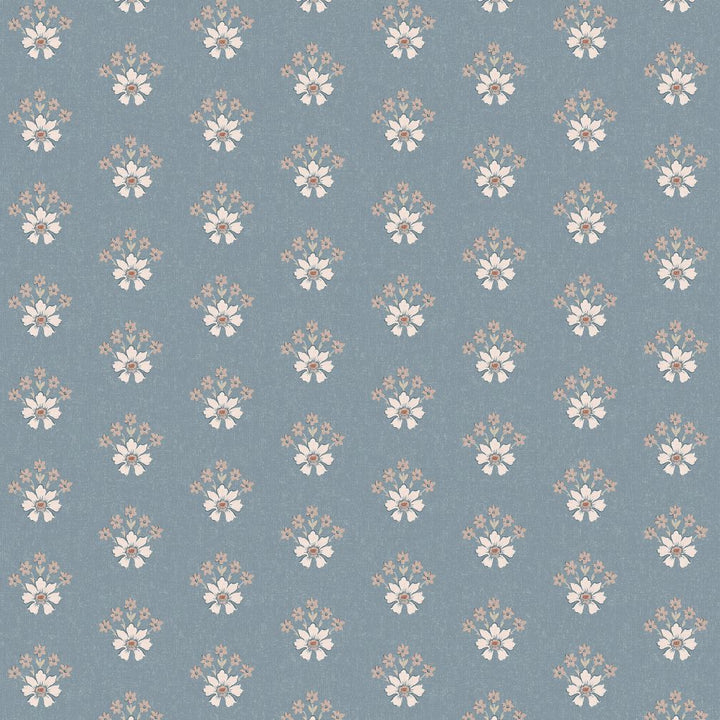 Laura Ashley Semington Floral Geo Newport Blue Wallpaper